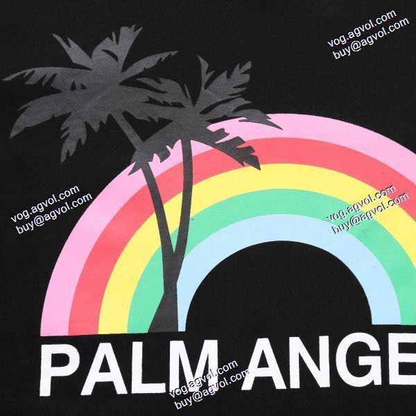 一味違うケーブル編みが魅力満点 パーム エンジェルス ブランドスーパーコピー Palm Angels 2020秋冬 レインボープリント半袖Tシャツ 2色可選